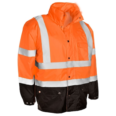 Kishigo L-XL, Orange, Class 3, Storm Cover Rainwear Jacket RWJ103-L-XL
